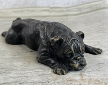 Sweet Little Bulldog Bronze Sculpture