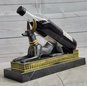 Win Holder Egyptian Anubis Jackal Bronze Sculpture