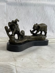 Three Elephants Walking Bronze Statue