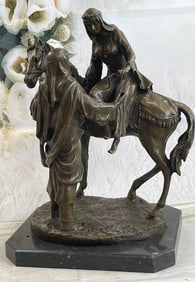 A Man Helping his wife Bronze Statue