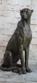 Cheetah Cougar Wild Life Bronze Sculpture