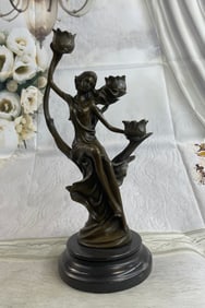 Lady Candelabra Bronze Sculpture