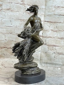 Floating Man with Baby Girl Bronze Statue