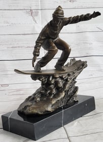 Ski Snowboarder Winter Sport Bronze Sculpture