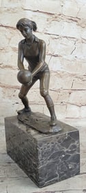 Girl Volleyball Player Bronze Figurine