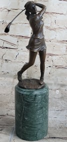 Golfer Female Golfing Trophy Bronze Sculpture