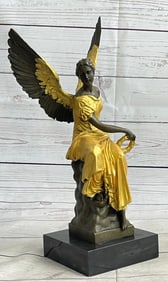 Angel Sits on Celestial Throne Bronze Sculpture