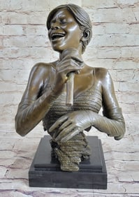 Jazz Band Girl Singer with Microphone Bronze Statue