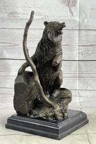 Bear Standing on Cliff Bronze Sculpture