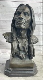 Indian Chief Bust Bronze Sculpture