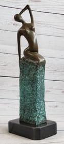 Nude Alluring Girl on pedestal Bronze Sculpture