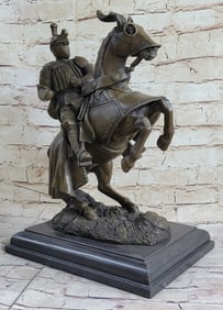 Bold Knight in Plated Armor Bronze Sculpture