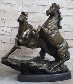 Mene Wild Majestic Stalion Pair Horses Bronze Sculpture
