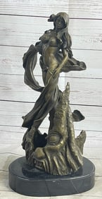 Sexy Nude Woman Swirl in Fabric Bronze Sculpture