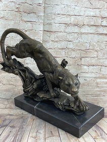 African Tiger Bronze Sculpture