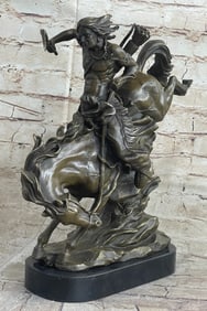 Native American Warrior on Horse Bronze Sculpture