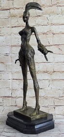 Erotic Sensual Walking Nude Female Bronze Sculpture