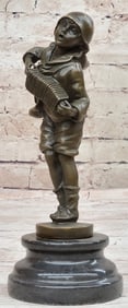 Boy with Accordion Bronze Sculpture