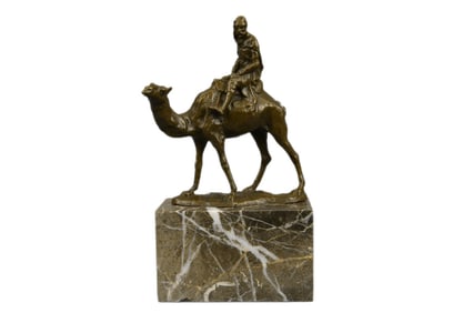 Arab Man Riding Camel Bronze Sculpture