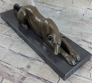 Loving Greyhound Dog Bronze Sculpture