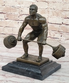 Power Weightlifters Sport Memorabilia Bronze Figure