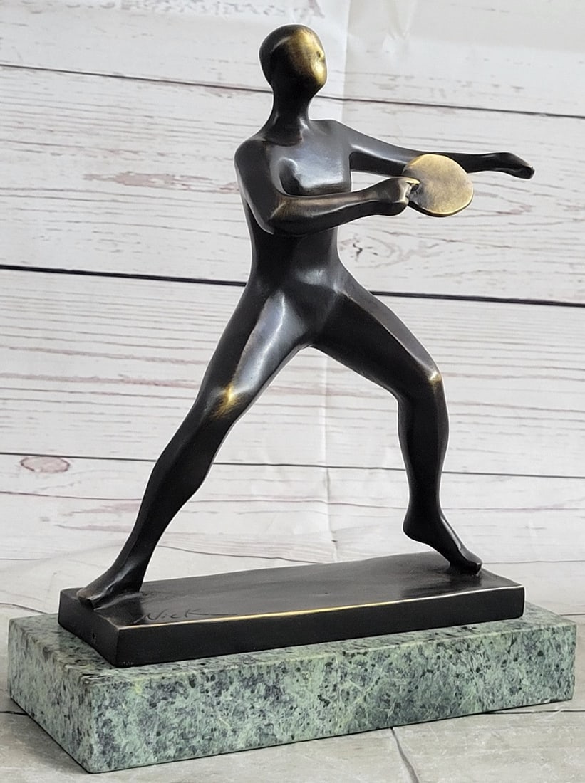 Ping Pong Sport Award Bronze Statue: You can engrave event artwork, logos, mascots, and event verbiage into these beautiful bronze artwork hockey awards. Great team championship award, coach\'92s award, truly top Quality that even the Re