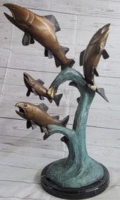 Four Trouts Fish Bronze Sculpture