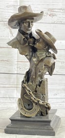 Just Like Papa Western Cowboy Boy Bronze Sculpture