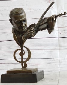 Man Playing Violin Bronze Sculpture