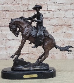 Cowboy and his Horse Bronze Figurine