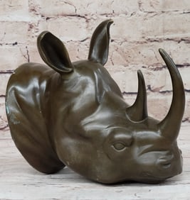 African Rhino Wall Mount Bronze Statue