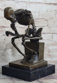 Skeleton thinker Bronze Sculpture
