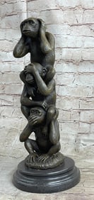 Three Wise Monkey Bronze Sculpture
