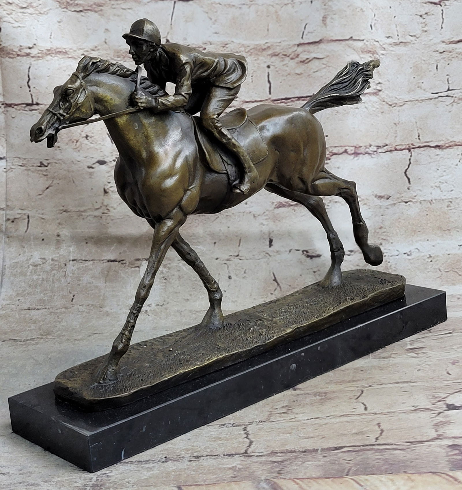 Jockey on Race Horse Bronze Sculpture (1 of 10)