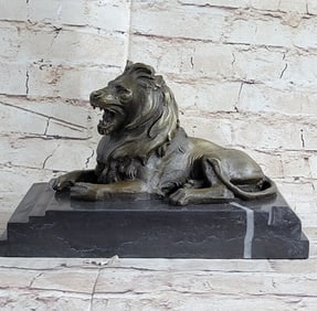 African Lion Bronze Sculpture