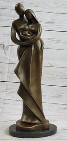 Young Couple With Newborn Baby Bronze Sculpture