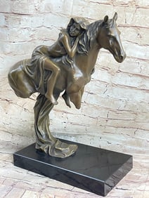 Lovely Woman Rest on her Horse Bronze Sculpture