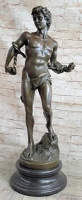 Nude Muscular Man Bronze Sculpture