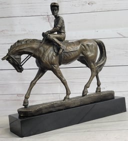 Horse and Jockey Bronze Figure