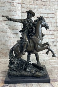 Rearing Horse with Cowboy Wild Bronze Sculpture