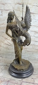 Fantasy Griffin Nude Lady Bronze Figure