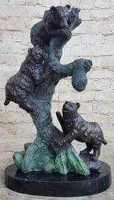 Black Bear Mother Cub Bronze Sculpture