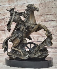 JAPANESE WARRIOR SAMURAI ON HORSE STATUE