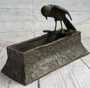 Planter Vase with a Love Bird Bronze Sculpture