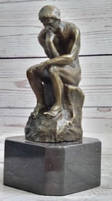Rodin Thinker Symbol of Philosophy Bronze Sculpture Hot Cast Marble Base Figure