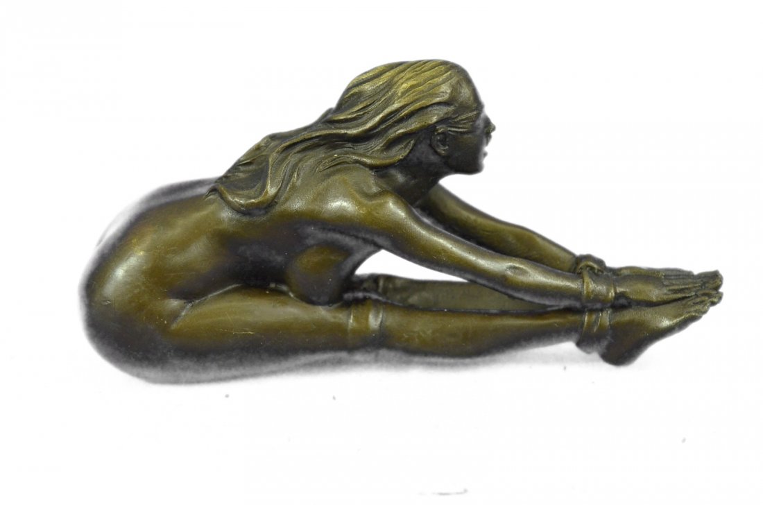 Nude girl Erotic Bronze Sculpture: Lovers Play A Wicked Sexy Game. She Lets Him Blindfold Her And Bind Her Legs, Ankles And Wrists. Her Long Body Folds Over Her Tied Legs. She Happily Surrenders To His Will. She Has A Full Figure With 