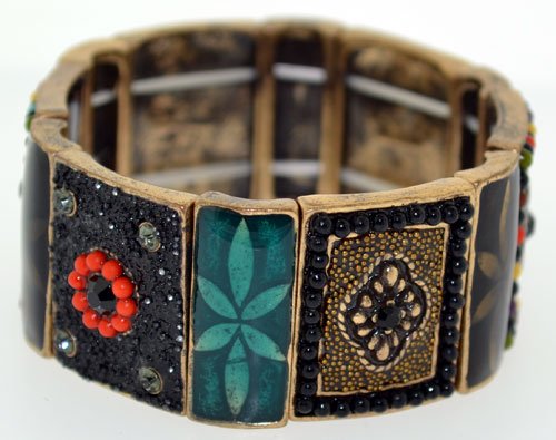 Vintage multi color gemstone stretch bracelet (1 of 4)