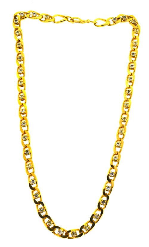 gold plated crystal long chain necklace (1 of 4)