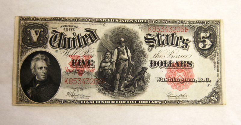 United states 5 dollars bill large note 1907 (1 of 2)