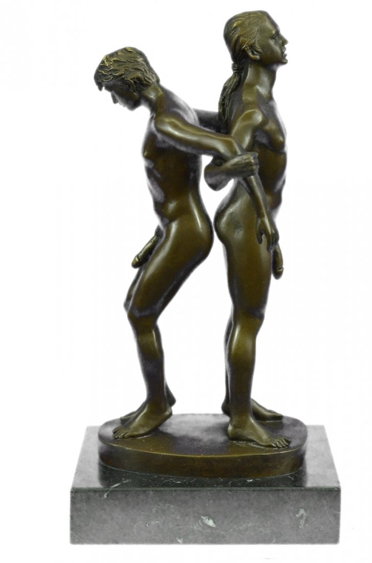 Gay Men Wrestling bronze Figurine on marble base: They Boldly Stands In There Buff And Strong Stance, Without A Look Of Fearless Determination. The One With Long Hair Holds The Other Ones Arms Underneath His Giving Each Other There Backs. You Can See